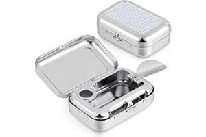 FLOEPX 2 Stück Taschenaschenbecher Für Unterwegs Geruchsdicht Aschenbecher To Go Mit Deckel Reiseaschenbecher Mini Ashtray Mit Zigarettenablage Quadratischer Metall Aschenbecher Für Camping Outdoor