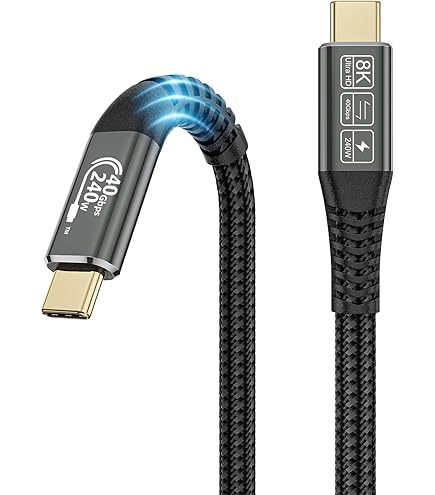 Câble Thunderbolt 4 IVANKY 70 Cm - Charge 240W, Transfert 40 Gbit/s, Vidéo 8K - Compatible IPhone, MacBook, IPad
