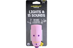 Hornit Nano Rose/Violet - Klaxon et lumière pour vélo et trotinette pour Enfants - 15 Effets sonores et 3 lumières