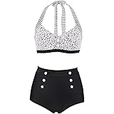 Viloree Retro Rockabilly dames push-up hoge taille bikini set badpak