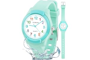 GUUMUXIN Reloj Analógico para Niños,Niña,3ATM Resistente al Agua, Fácil de Leer,Reloj de Enseñanza,Reloj de Pulsera de Banda Suave para Chico Chica