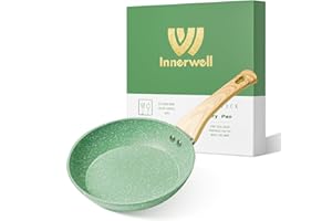 Innerwell Padella Antiaderente Induzione 20 cm, Alluminio, Senza Pfoa, Rivestimento Granito, Manico Ergonomico in Bakelite, Verde