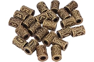 BRRNOO 24 PCS Cheveux Barbe Perles Africaines pour Hommes Femmes, Bracelets Pendentif Collier DIY pour Tresses Viking Kits