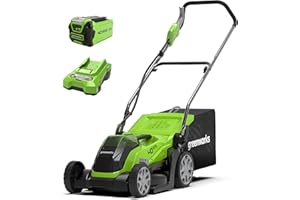Greenworks 40V Tondeuse à Gazon Sans Fil pour Pelouses Jusqu'à 500 m², Largeur de Coupe de 35 cm, Sac de 50L SANS Batterie 40V Ni Chargeur, Garantie 3 Ans-G40LM35K2