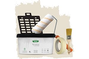 PECTRO Peinture Une Couche 4L (6,3kg) Kit Rouleau, pinceau, grille et ruban - Peinture Mur et Plafond Interieur Couleurs Chaudes - Ultra Couvrante et Lessivable, finition Mate