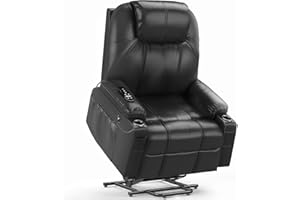 ‎YONISEE YONISEE Elektrisch Aufstehhilfe Fernsehsessel Verstellbar Relaxsessel, Heizung Vibration Massage Sessel f¨¹r Senioren Relaxliege Home Wohnzimmer Kinosessel, USB-Anschl¨¹sse, bis 150 kg, Schwarz