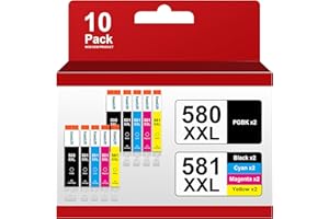 NewLift PGI 580XXL CLI 581XXL Druckerpatronen Kompatibel für Canon 580 581 für Canon TR8550 Druckerpatronen für Canon Pixma TS705a TS6350a TS8350 TS9550 TS705 (PGBK/C/M/Y/BK，10er-Pack)