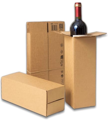 Cajas Botellas Vino Pack 5 - Con Separadores Para 6 Botellas, Cartón Resistente, Medidas 25.5x18x30.5 Cm