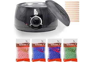 LAZY LADY Waxing Kit Wachs, Elektrischer Wachswärmer, Wachs haarentfernung, Haarentfernung, Wachs, Haarentfernung Set, mit 4 x 100g Wachs, 20 Schaber (Set schwarz)