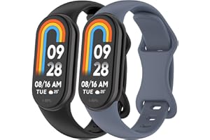 WANME Cinturino Xiaomi Mi Smart Band 8 /Mi Band 9 /Mi Band 10, 2Pezzi Cinturini Morbido Silicone per Mi Band 8/Mi 9/Mi 10 Braccialetto,Pulsante Chiusura Unico