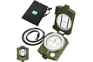 ‎VINTEAM VINTEAM Marschkompass Militär Kompass Premiun Stabil Peilkompass Portable Wasserdicht Navigation Gerät Genau Taschenkompass mit Tasche und Schlüsselband für Camping Wandern