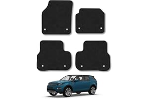 CAR MAT CO Land Rover Discovery Sport (2015-2020) Car Mats Accessories Tailored Fit Carpet Floor Mats Non Slip Black Trim Full Coverage Compatible Accessory Front Rear Set Anti Slip Granulated Backing Clips