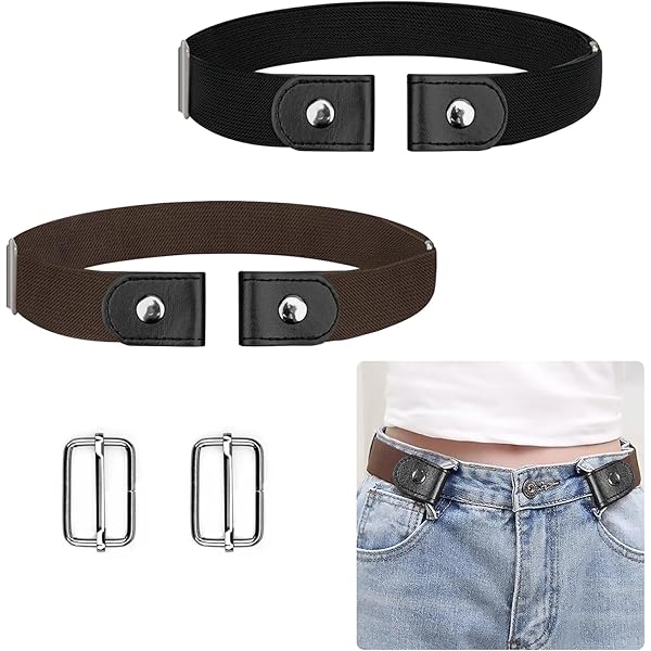 Cinturones Para Mujereshombres, Cinturón Elástico 2pcsblackbeige L-xxlwaist Size 45-75 | Envío