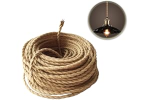 GreenSun LED Lighting Cable de cuerda de 5M 2 núcleos, 0,75 mm², cable de tela trenzada de cáñamo para colgar lámparas, accesorios de lámpara
