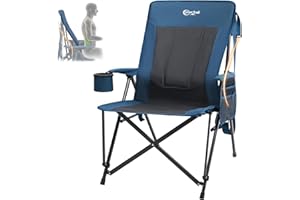 Portal Folding Camping Chair for Adults with Lumbar Support Heavy Duty 180KG High Back Garden Festival Picnic Chair Hard Armrests Deluxe Foldable Collapsible Portable for Fishing Beach Patio