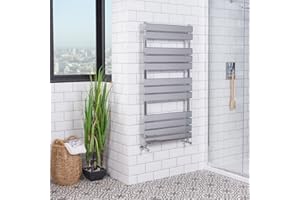 Warmehaus Designer Bathroom Flat Panel Heated Towel Rail Radiator Ladder Rad 1200 x 600 mm - Chrome