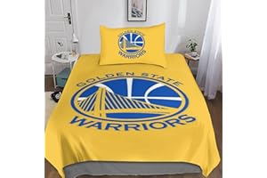 GOOSMI Golden State Warriors Bedding Set 3D Stampa Set Di Biancheria Da Letto 2 Pezzi NBA Team Logo Copripiumino in Microfibra Con Cerniera E Federa Per Adulti E Bambini Single（135x200cm）