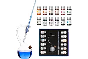 AOKUY Lot de stylos à plume en verre, 12 couleurs d'encres, porte-stylo, 1 stylo en verre cristal pour art, écriture, dessin, signature, décoration