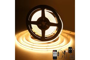 SIRYYUI COB LED Strip Lights 5M,Warm White 2700K Dimmable LED Strip Kit,2400 LEDs,8mm Width,Super Bright DC24V Tape Lights,CRI90+with RF Remote and Power Supply for DIY Home Decoration