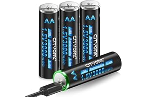 CITYORK 4-pak akumulatorów 1,5 V AA 3000 mWh litowa bateria USB AA z kablem do ładowania typu C