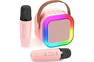 Chennyfun Karaoke 2 Microfonos para Niños, Altavoz de Karaoke Portátil para Niños con Efectos de Cambio de Voz y Luces LED, Mini Karaoke Bluetooth Portátil, Mejores Juguetes Regalos para Niñas y Niños