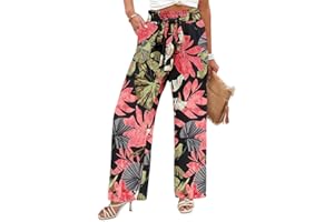 CHICZONE Women's Flowy Toursers Palazzo Lounge Casual Wide Leg Sweatpants High Waist Adjustable Knot Pants with Pockets