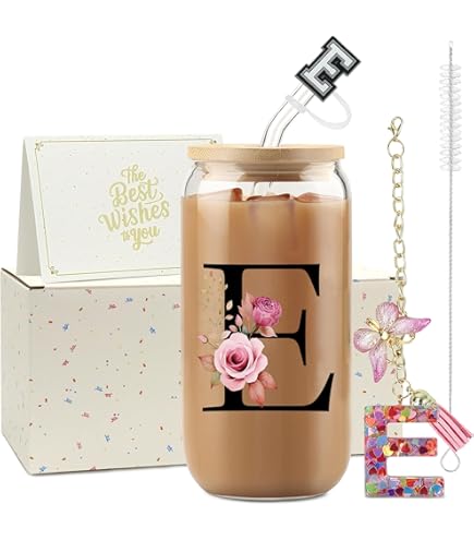 Iced Coffee Cup, glazen bekers met deksels en rietjes