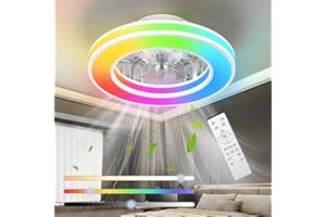 Ateroll Deckenventilator mit Beleuchtung Ø40.5CM, Deckenventilator mit Licht Dimmbar (3000K-4000K-6500K-RGB), 6 Geschwindigkeiten mit Fernbedienung, Timer, Lichtspeicher, geeignet für Schlafzimmer