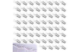 HOAAIGO T-Glider Vorhangklammern,Gardinenhaken mit Rollen,Schienengleiter,Vorhangrollen,Metall Gardinenröllchen,T-Schienen Vorhang Clips für Curtain Hooks,Duschvorhang,Türvorhänge,Wohnwagen (60 Stück(B))