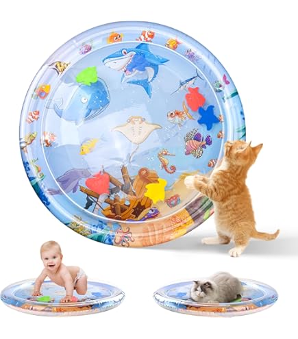 Katzen Wassermatte 100x100cm - Interaktives Spielzeug Mit Fischdesign