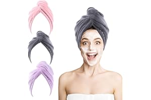 ROSSHINE Microfibre Hair Towel Turbans - Pack of 3, 65x25 cm, Ultra Absorbent, Anti Frizz, Quick Dry Head Towel Wraps for Women & Girls, Curly, Wet, Long, Short, Thick Hair