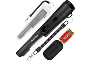 BBJINRONJY Metallsuchgerät,Metalldetektor Pinpointer für die Metallsuche, Schatzsuche, 360°-Suche nach Goldschätzen mit Gürtel, Holster, LED,Wasserdichten Werkzeugzubehör für Erwachsene und Kinde (Schwarz)