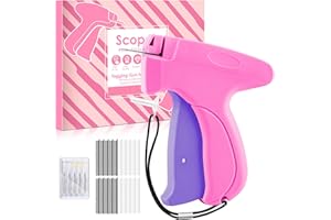 SCOPCK Stitch Gun for Clothes - Handheld Stitch Tag Gun Quick Clothing Fixer - Mini Sewing Kit Micro Tagging Gun - Includes 6 Needle, 1000 Black Fasteners & 1000 White Fasteners (Pink-Purple)