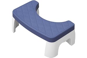 Thrink Toilet Stool – Curved Design Squat Bathroom Step for Adults & Kids, Ergonomic Squatting Position for Better Posture, Non-Slip, Space-Saving Design, Fits All Standard Toilets (Blue)