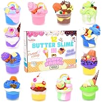 Kit De 8 Pots De Slime Beurre - Texture Douce Et Extensible, Non Collante - Jouets Sensoriels Pour Enfants - Cadeau Anniversaire Ou Noël