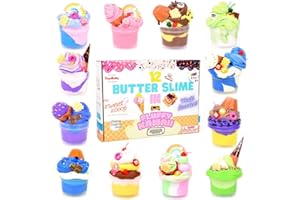 ToysButty Butter Slime Kit for Children, 12 Pack, Ice Cream Fluffy Slime Make Yourself Slime Set, 21 Accessories, Toy Scented Clay, DIY Slime Gift for Girls and Boys