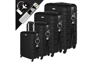 Devillo® Hartschalenkofferset Kofferset 4tlg. S-M-L-XL, Schwarz - Hard Shell Trolley Koffer Reisekoffer Reisekofferset Gepäck Rollkoffer Schloss 4 Rollen ABS-Hartschale Teleskopgriff