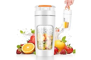 GERBALA Lekki Przenośny Blender, ręczny mikser do owoców o pojemności 600 ml, mocny bezprzewodowy mini blender, z możliwością ładowania, smoothie, koktajle białkowe, kruszy lód i mrożone owoce (Biały)