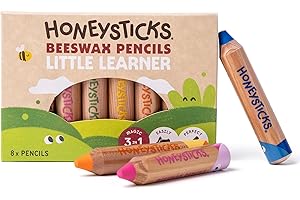 ‎HONEYSTICKS Honeysticks Little Learner Jumbo Buntstifte Dick für Kinder, 8er Pack – Meine Ersten Farbstifte, Ungiftiger Bienenwachskern, Leuchtende Farben, Zeichen- und Malstifte ab 1 Jahr