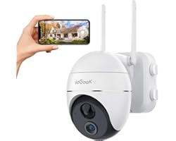 ieGeek 360° Wireless PTZ Security Camera Outdoor, 15000mAh Rechargeable Battery CCTV Camera with Pan 355° Tilt 120°, 1080P Wi