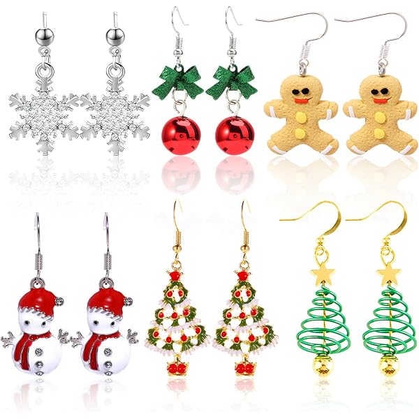 2er Set Orecchini Borchie Natale Pupazzo di Neve Snowman