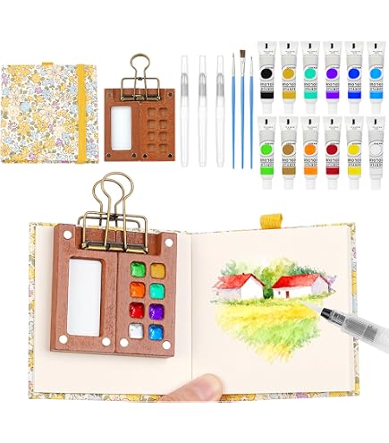 AEM Ensemble de peinture aquarelle - Kit de fournitures d'art 24 tubes