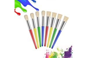 CYBGQP 8 Stück Pinsel Kinder, Pinselset Kinder, Pinsel Kleinkinder, Kinderpinsel, Pinselset Schule 1. Klasse, Malpinsel Kinderpinsel Set Pinsel mit Flacher Spitze für Acrylfarben, Gouache, Ölfarben, Anfänger
