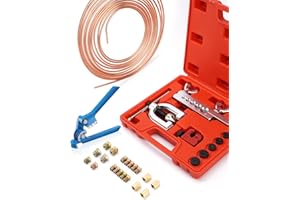 Venussar Kit D'Outils Pour éLargir Les Conduites De Frein | 7.62 m de câble de Frein Ø 4.75 mm en Acier en kit (16 raccords + 4 connecteurs), Cintreuse Tube cuivre | Kit de conduites de Frein