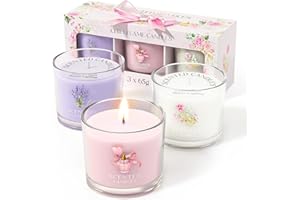 CHILLFLAME Candle Set, Scented Candle Gift Set for Her, 3 Scented Votive Candles, Birthday Gifts for Women/Men (Pink+Purple+White, 200g)
