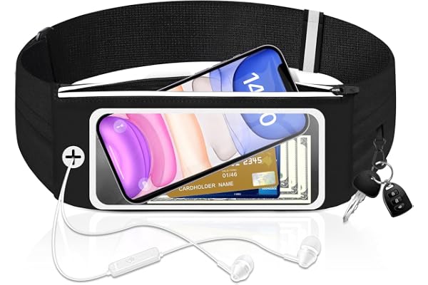 Ceinture de Course Smartphone Ceinture Running Sacs Bananes de Sport pour Homme/Femme avec fenêtre tactile Running Belt Parfaite pour Jogging,Fitness Belt Bag Randonnée Support de téléphone jusqu'à 7"