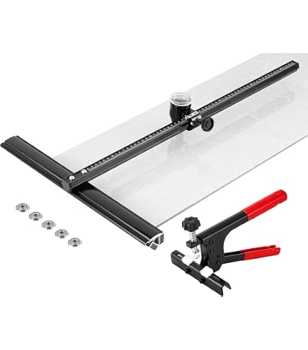 LJLAO Fliesenschneider Großformatig – 3 M Schiene, 4 Achsen, 3 Messer, Schnittstärke 3–12 Mm, Mit Zange & Tragetasche