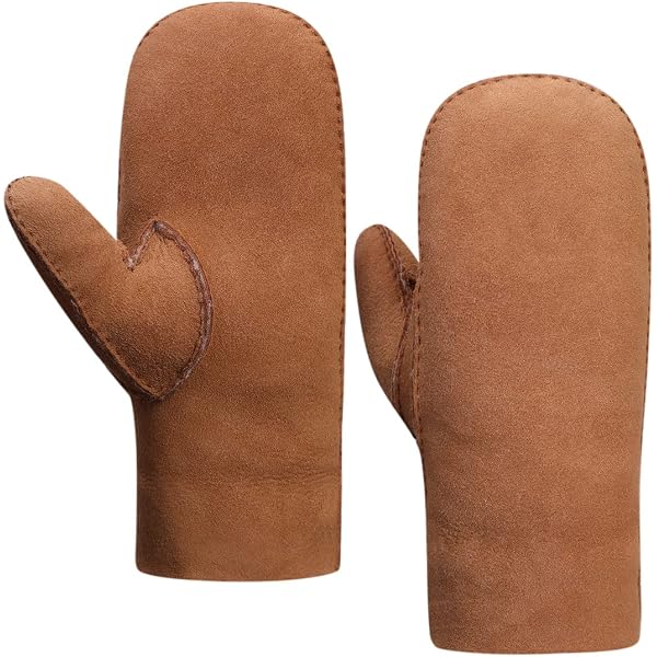HEITMANN 100% Lammfell Handschuhe Fäustlinge Echt-Leder Herren NEU (L, Beige) Fashion