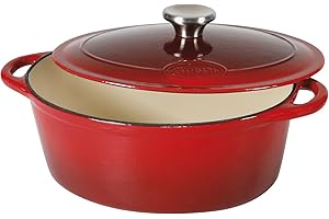 Sitram 710841 Cocotte 9 L Fonte d'acier émaillée Forme ovale,Rouge/Crème, 36 x 28 x 14 cm