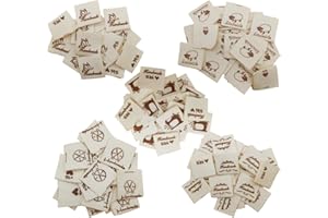 JENICH 100 Pcs Eiquetas Handmade de Tela con Agujero Etiquetas Hecho a Mano Etiquetas Personalizadas Hechas a Mano para Costura Tejido